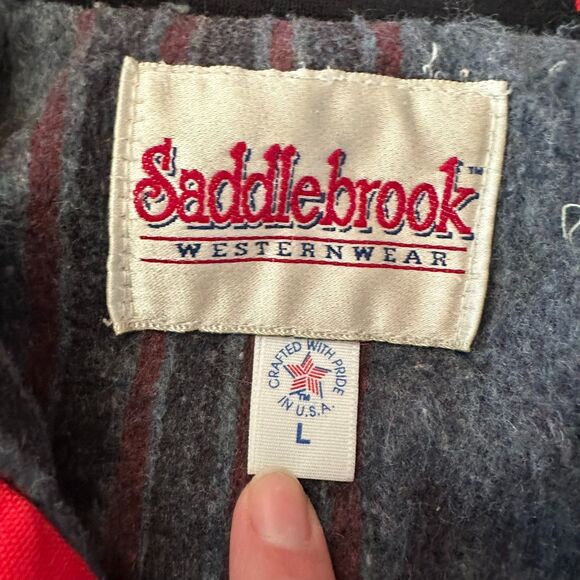 Saddlebrook Western Wear Vintage Southwestern Jacket Red Black Geometric Men’s L - Picture 7 of 9